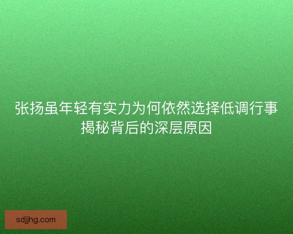 张扬虽年轻有实力为何依然选择低调行事揭秘背后的深层原因