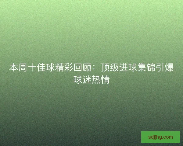 本周十佳球精彩回顾：顶级进球集锦引爆球迷热情
