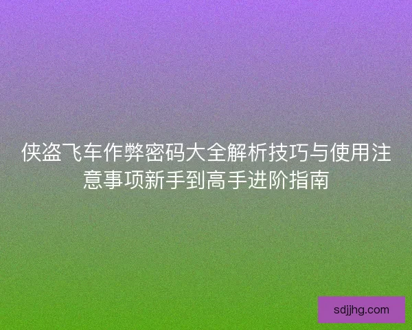 侠盗飞车作弊密码大全解析技巧与使用注意事项新手到高手进阶指南